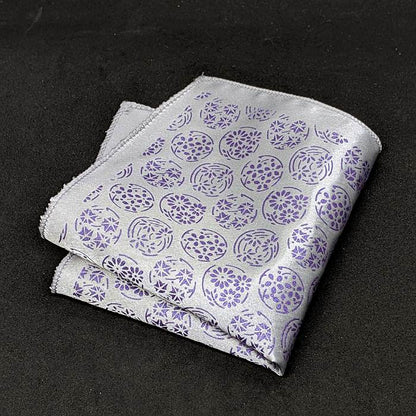 【着物職人手作り 金彩シルクポケットチーフ】シルバー パープル Nsplus 19925 【結婚式 ハンカチ チーフ 小物】