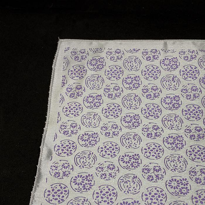 【着物職人手作り 金彩シルクポケットチーフ】シルバー パープル Nsplus 19925 【結婚式 ハンカチ チーフ 小物】