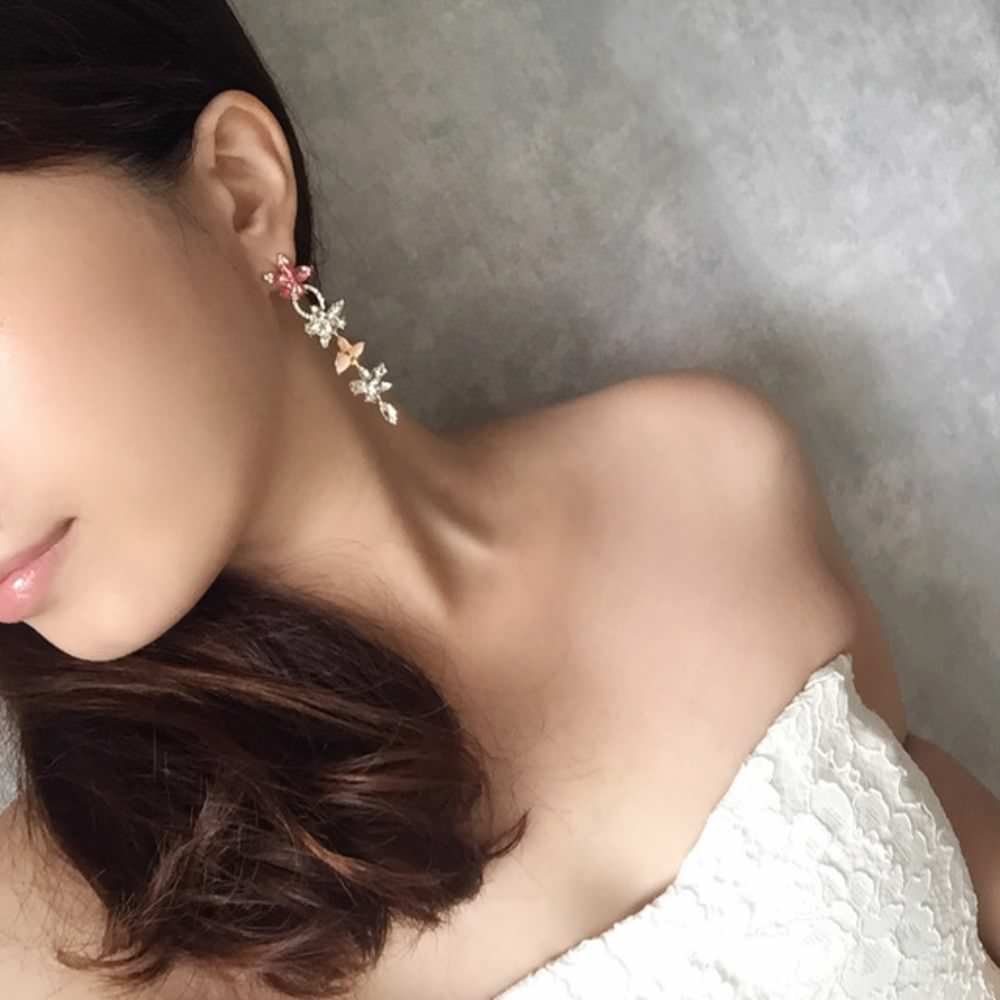 【ピアス・イヤリング】pinpink ピンクピアス/ブライダルアクセサリー 【結婚式 ピアス イヤリング】