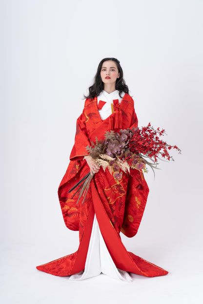 赤無垢金織熨斗【結婚式 和装 色打掛 レンタル】