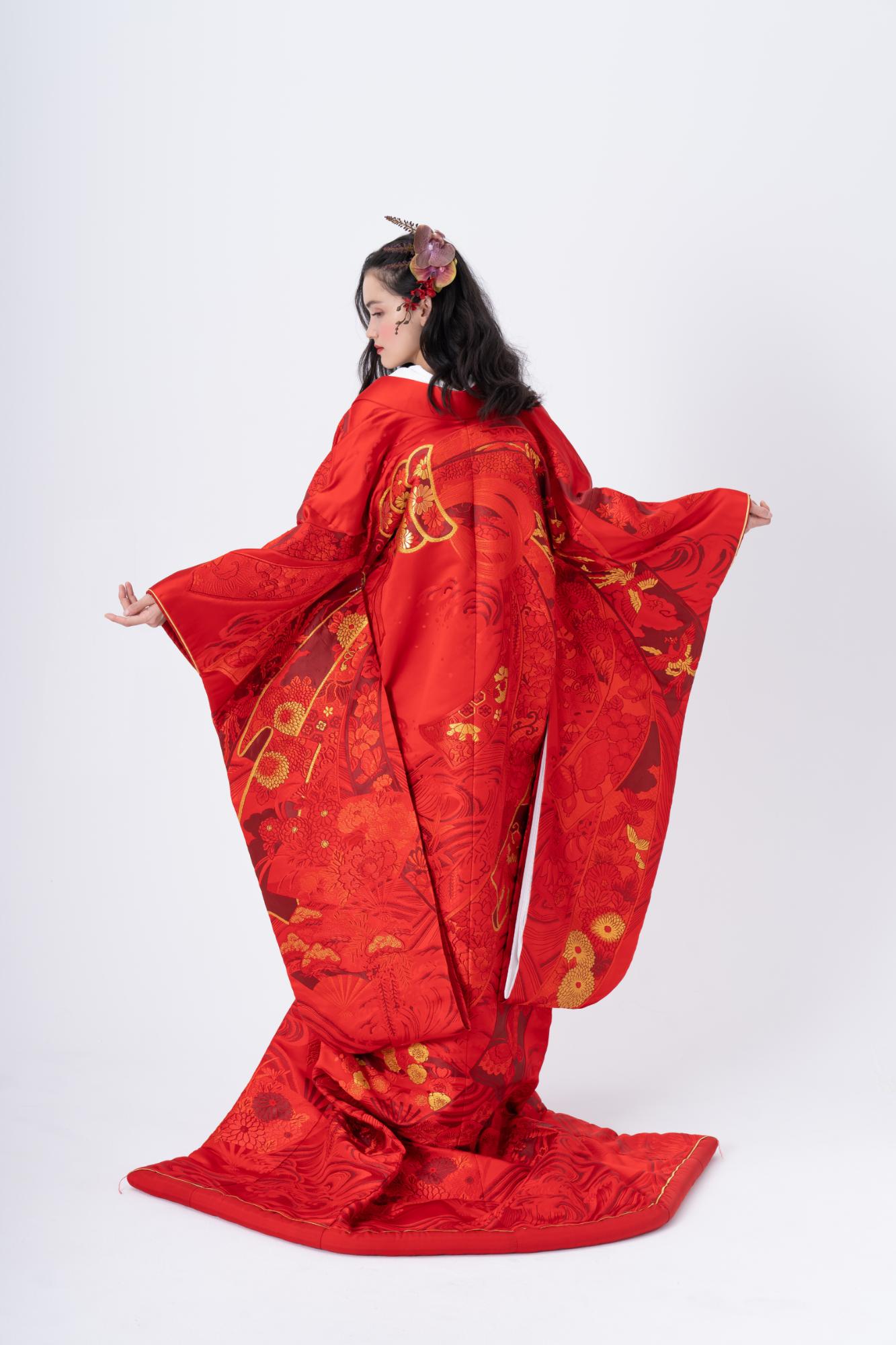 赤無垢金織熨斗【結婚式 和装 色打掛 レンタル】