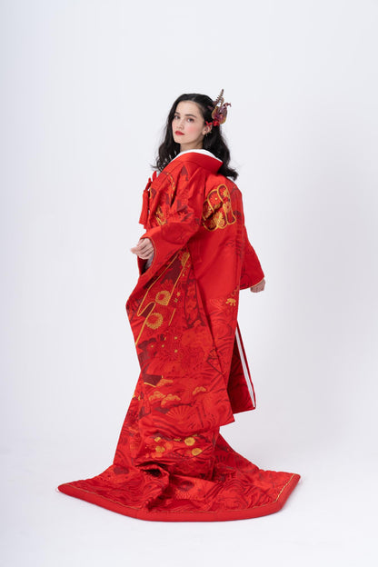 赤無垢金織熨斗【結婚式 和装 色打掛 レンタル】