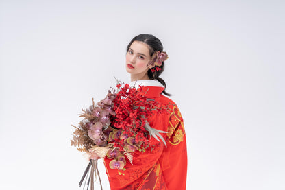 赤無垢金織熨斗【結婚式 和装 色打掛 レンタル】