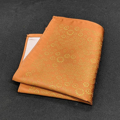 【着物職人手作り 金彩シルクポケットチーフ】ゴールド ブラウン Nsplus 19926 【結婚式 ハンカチ チーフ 小物】