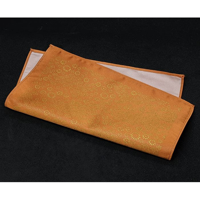 【着物職人手作り 金彩シルクポケットチーフ】ゴールド ブラウン Nsplus 19926 【結婚式 ハンカチ チーフ 小物】