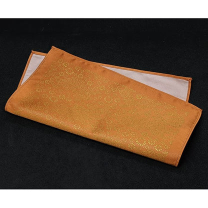 【着物職人手作り 金彩シルクポケットチーフ】ゴールド ブラウン Nsplus 19926 【結婚式 ハンカチ チーフ 小物】