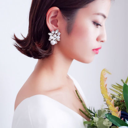 【ピアス】ビジュー パール ウェディング ブライダルピアス c8 【結婚式 ピアス イヤリング】