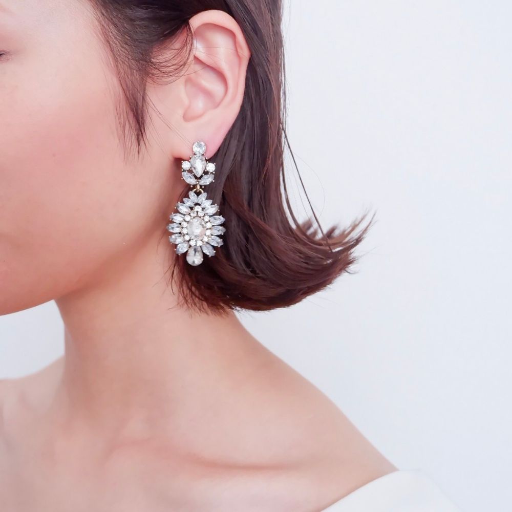 【ピアス・イヤリング】ビジュー クリスタル ウェディング ブライダルピアス c9 【結婚式 ピアス イヤリング】