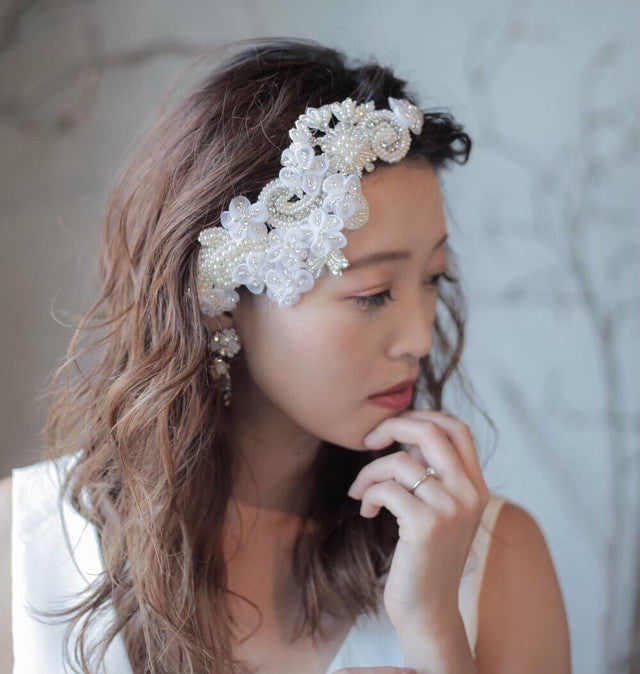 【ヘッドドレス】Cheri 刺繍ヘッドアクセサリー 【結婚式 ヘアアクセサリー】