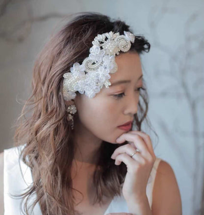 【ヘッドドレス】Cheri 刺繍ヘッドアクセサリー 【結婚式 ヘアアクセサリー】