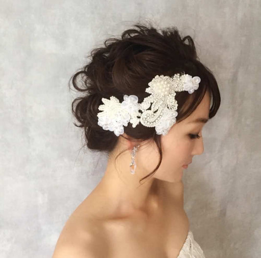 【ヘッドドレス】Desir 刺繍ヘッドアクセサリー/ブライダルアクセサリー 【結婚式 ヘアアクセサリー】