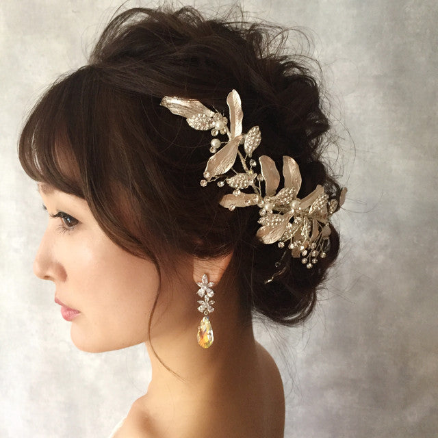 【ピアス・イヤリング】オリジナル商品fleur ジルコニアピアス/ブライダルアクセサリー 【結婚式 ピアス イヤリング】