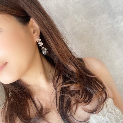 【ピアス・イヤリング】オリジナル商品fleur ジルコニアピアス/ブライダルアクセサリー 【結婚式 ピアス イヤリング】
