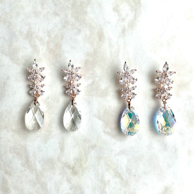 【ピアス・イヤリング】オリジナル商品fleur ジルコニアピアス/ブライダルアクセサリー 【結婚式 ピアス イヤリング】