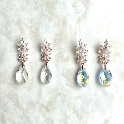 【ピアス・イヤリング】オリジナル商品fleur ジルコニアピアス/ブライダルアクセサリー 【結婚式 ピアス イヤリング】