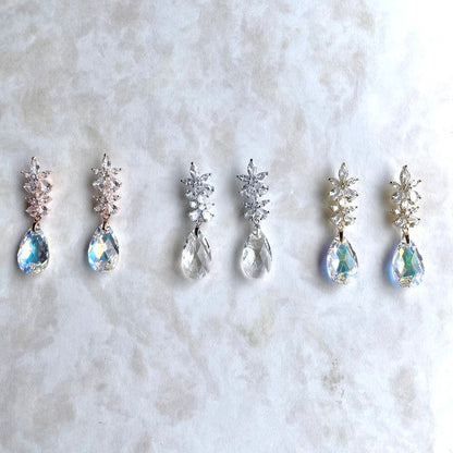 【ピアス・イヤリング】オリジナル商品fleur ジルコニアピアス/ブライダルアクセサリー 【結婚式 ピアス イヤリング】