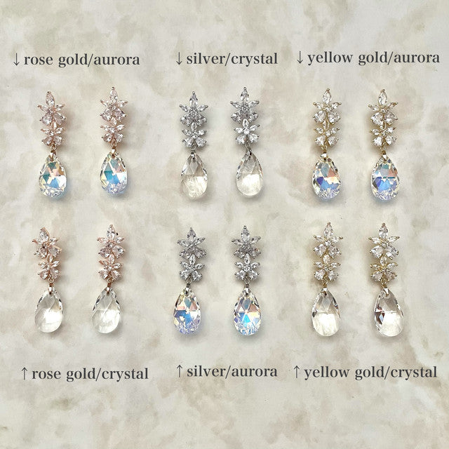 【ピアス・イヤリング】オリジナル商品fleur ジルコニアピアス/ブライダルアクセサリー 【結婚式 ピアス イヤリング】