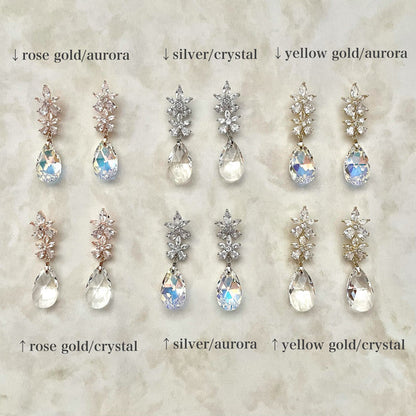 【ピアス・イヤリング】オリジナル商品fleur ジルコニアピアス/ブライダルアクセサリー 【結婚式 ピアス イヤリング】