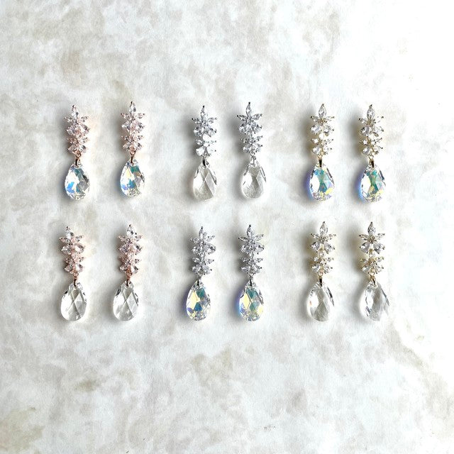 【ピアス・イヤリング】オリジナル商品fleur ジルコニアピアス/ブライダルアクセサリー 【結婚式 ピアス イヤリング】