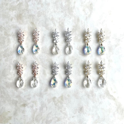 【ピアス・イヤリング】オリジナル商品fleur ジルコニアピアス/ブライダルアクセサリー 【結婚式 ピアス イヤリング】