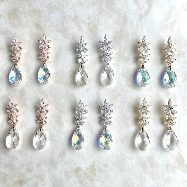 【ピアス・イヤリング】オリジナル商品fleur ジルコニアピアス/ブライダルアクセサリー 【結婚式 ピアス イヤリング】