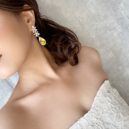 【ピアス・イヤリング】オリジナル商品fleur ジルコニアピアス/ブライダルアクセサリー 【結婚式 ピアス イヤリング】