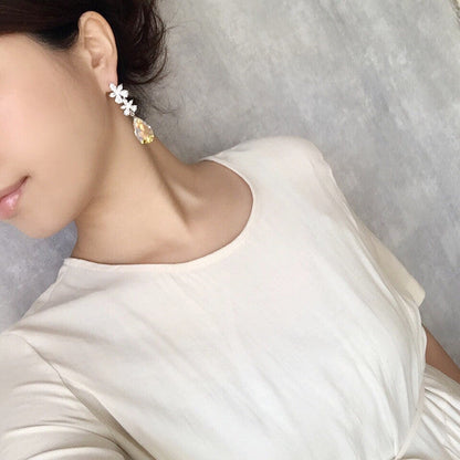 【ピアス・イヤリング】オリジナル商品fleur ジルコニアピアス/ブライダルアクセサリー 【結婚式 ピアス イヤリング】