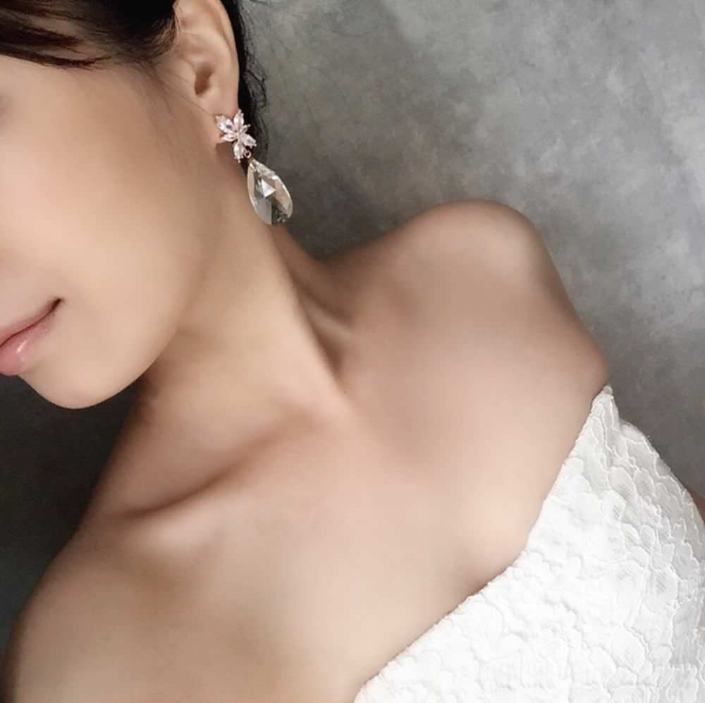 【ピアス・イヤリング】オリジナル商品bonheur ジルコニアピアス/ブライダルアクセサリー 【結婚式 ピアス イヤリング】