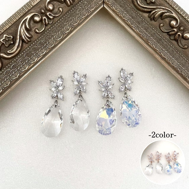 【ピアス・イヤリング】オリジナル商品bonheur ジルコニアピアス/ブライダルアクセサリー 【結婚式 ピアス イヤリング】