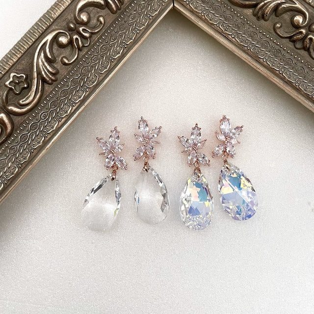 【ピアス・イヤリング】オリジナル商品bonheur ジルコニアピアス/ブライダルアクセサリー 【結婚式　ピアス　イヤリング】