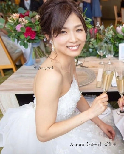 【ピアス・イヤリング】オリジナル商品bonheur ジルコニアピアス/ブライダルアクセサリー 【結婚式 ピアス イヤリング】