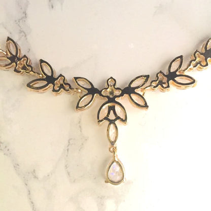 chic gold ジルコニアネックレス&ピアスセット/ブライダルアクセサリー 【結婚式 アクセサリーセット】