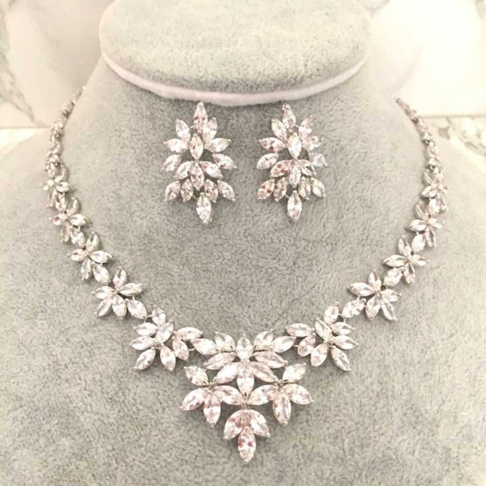 marriage ジルコニアネックレス&ピアスセット 【結婚式 アクセサリーセット】