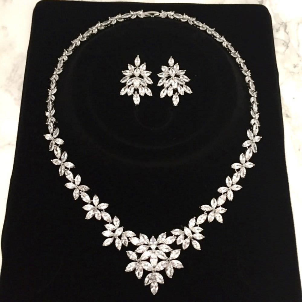 marriage ジルコニアネックレス&ピアスセット 【結婚式 アクセサリーセット】