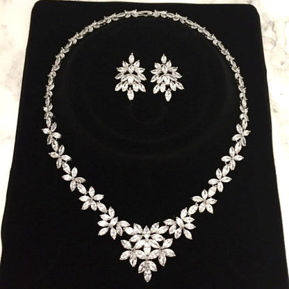 marriage ジルコニアネックレス&ピアスセット 【結婚式 アクセサリーセット】