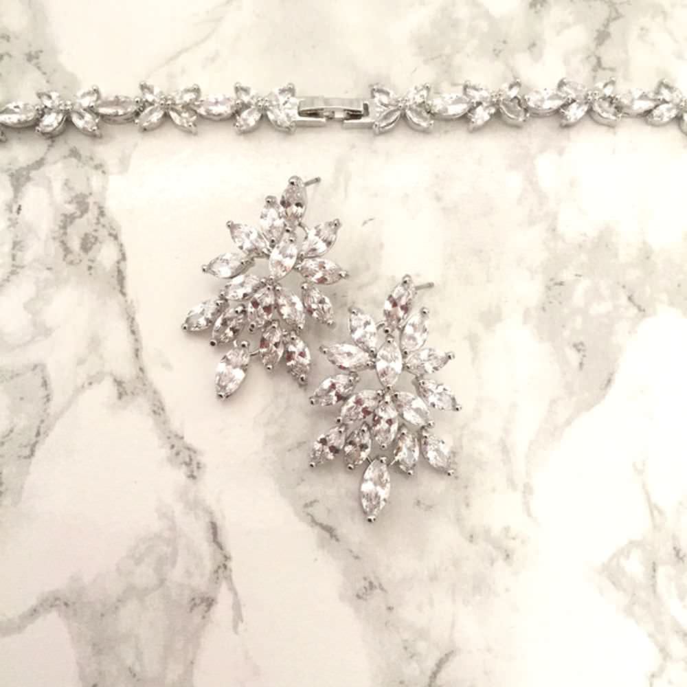 marriage ジルコニアネックレス&ピアスセット 【結婚式 アクセサリーセット】