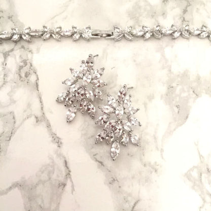 marriage ジルコニアネックレス&ピアスセット 【結婚式 アクセサリーセット】