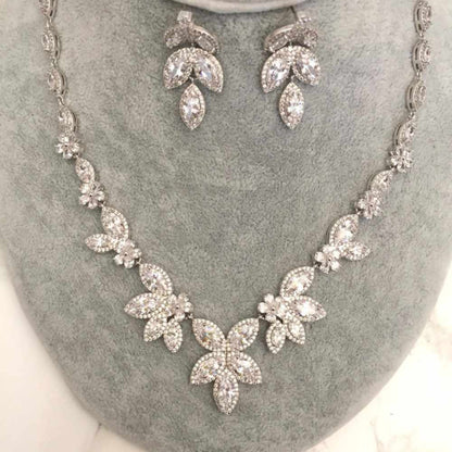 rin ジルコニアネックレス&ピアスセット/ブライダルアクセサリー 【結婚式 アクセサリーセット】