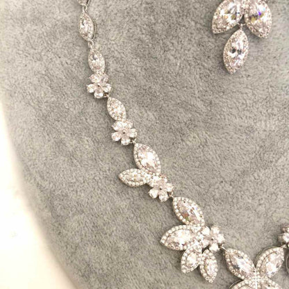 rin ジルコニアネックレス&ピアスセット/ブライダルアクセサリー 【結婚式 アクセサリーセット】