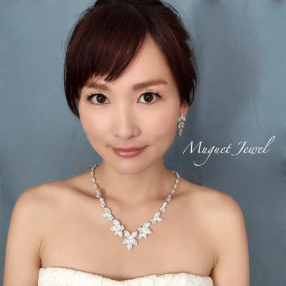 rin ジルコニアネックレス&ピアスセット/ブライダルアクセサリー 【結婚式 アクセサリーセット】