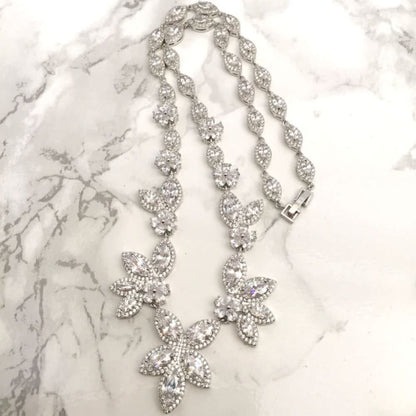 rin ジルコニアネックレス&ピアスセット/ブライダルアクセサリー 【結婚式 アクセサリーセット】