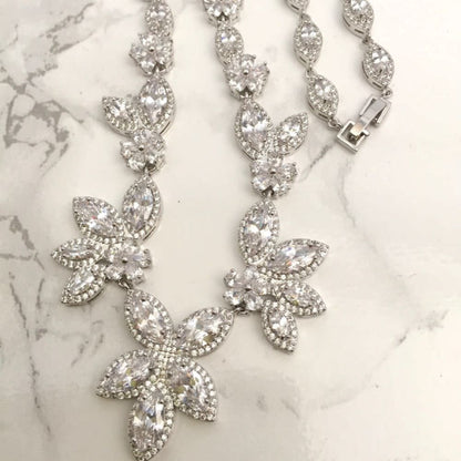 rin ジルコニアネックレス&ピアスセット/ブライダルアクセサリー 【結婚式 アクセサリーセット】