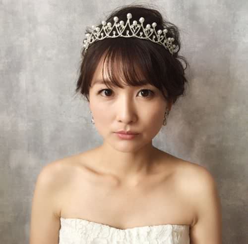 【ヘッドドレス】princess ビジューブライダルティアラ 【結婚式　ヘアアクセサリー】