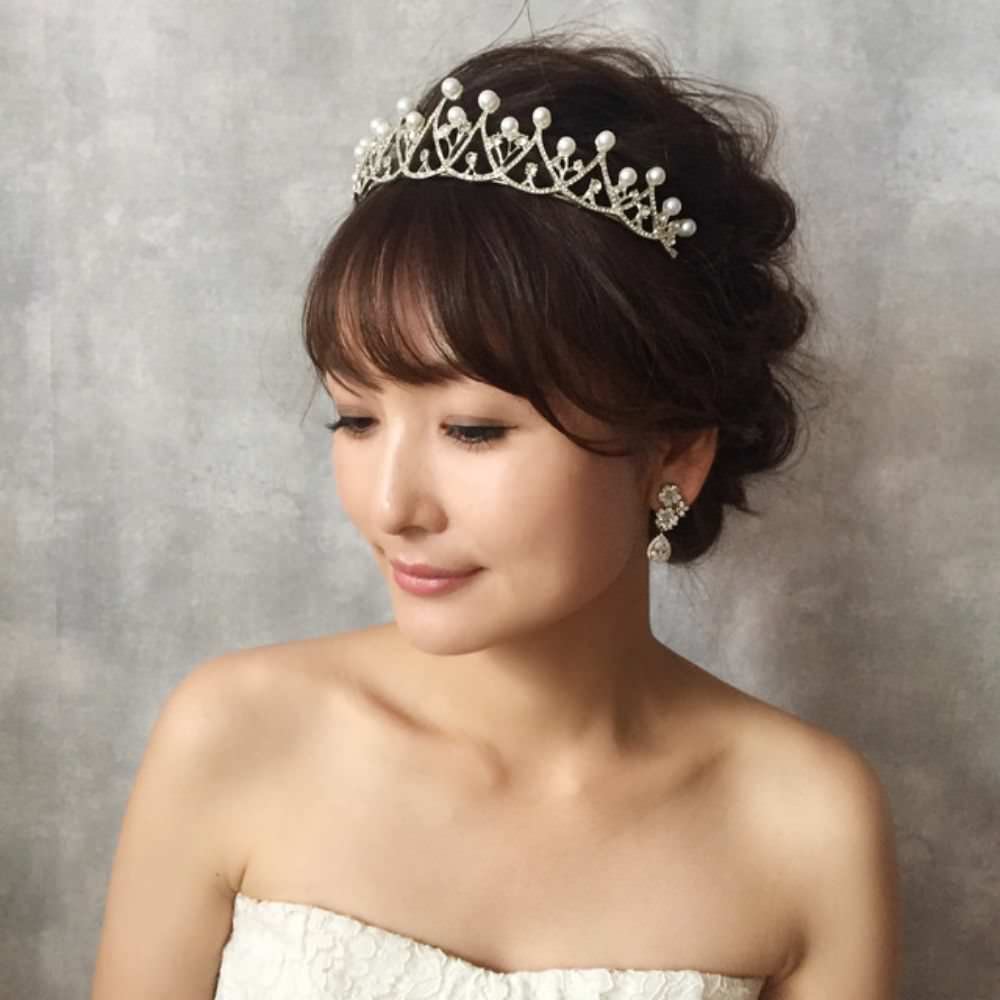 【ヘッドドレス】princess ビジューブライダルティアラ 【結婚式　ヘアアクセサリー】