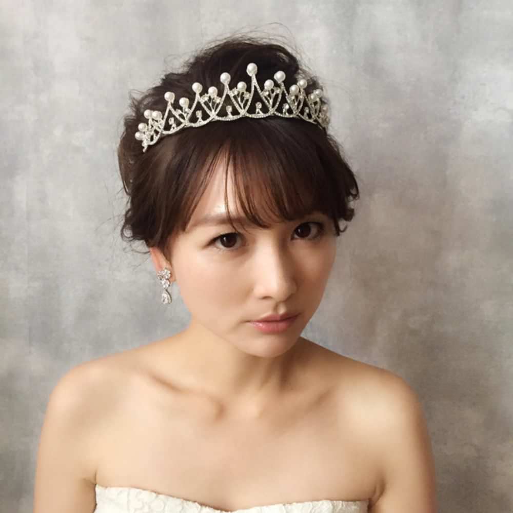 【ヘッドドレス】princess ビジューブライダルティアラ 【結婚式　ヘアアクセサリー】