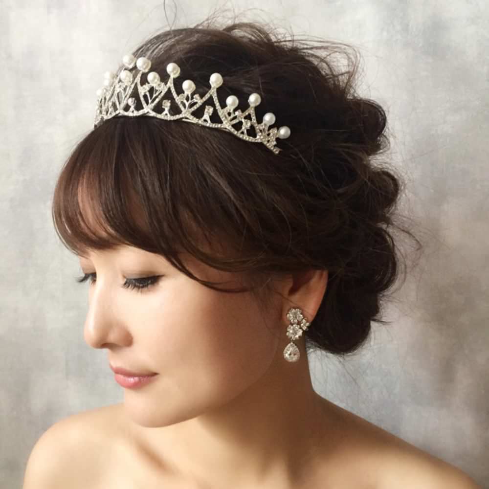 【ヘッドドレス】princess ビジューブライダルティアラ 【結婚式　ヘアアクセサリー】