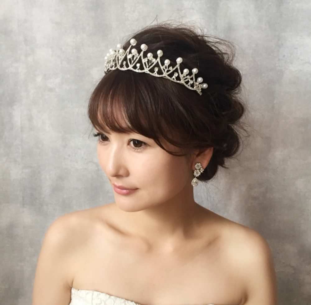 【ヘッドドレス】princess ビジューブライダルティアラ 【結婚式　ヘアアクセサリー】