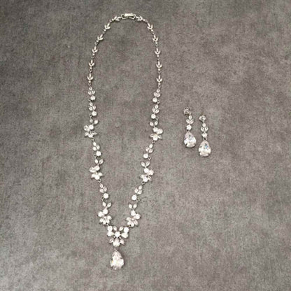 juri silverジルコニアネックレス&ピアスセット/ブライダルアクセサリー 【結婚式 アクセサリーセット】