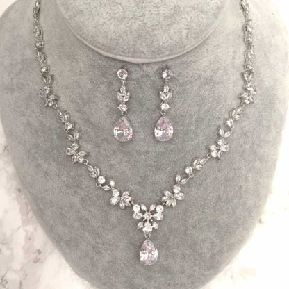juri silverジルコニアネックレス&ピアスセット/ブライダルアクセサリー 【結婚式 アクセサリーセット】