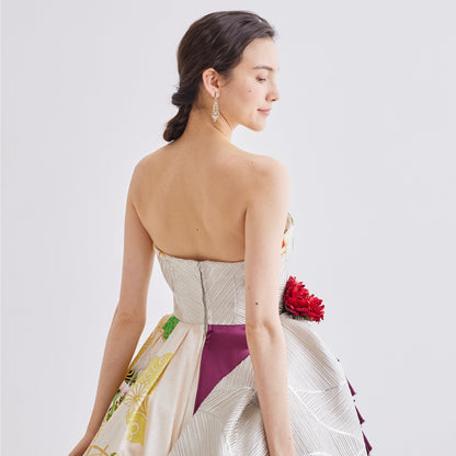 おしどり振袖×紫サテン×銀帯【結婚式 レンタル】